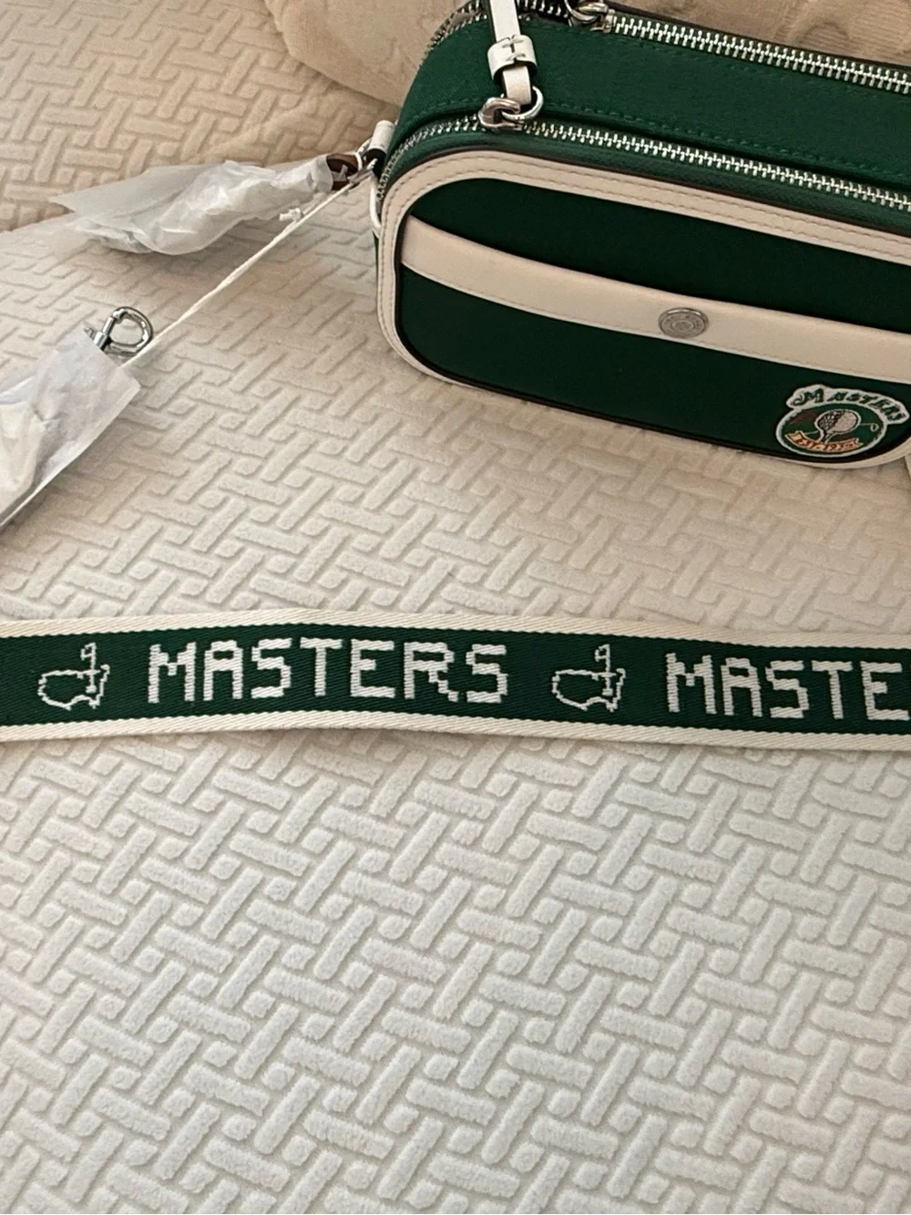 Masters Green and White Crossbody Bag by Tory Burch, and the Masters.